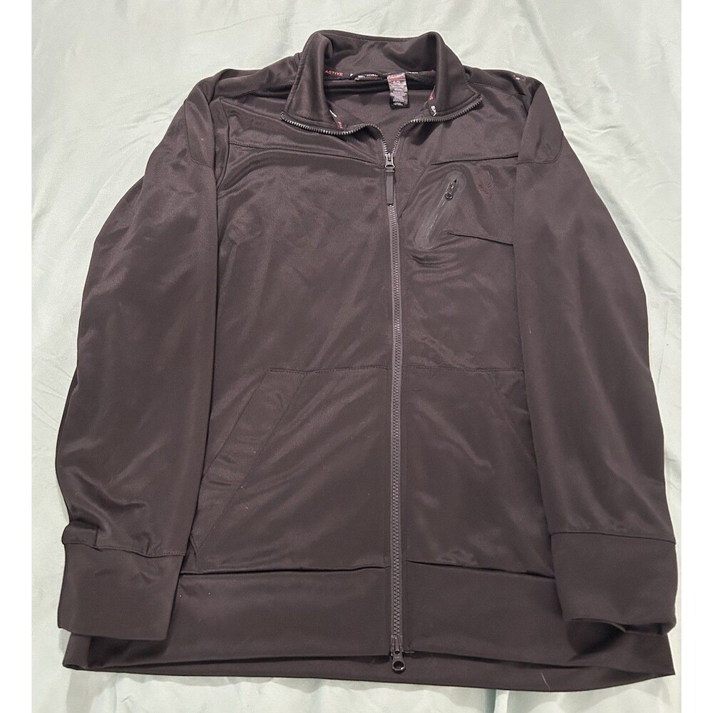 Spyder Active Men's Full Zip Track Jacket XL Black Mock Neck Chest Pocket ProWeb